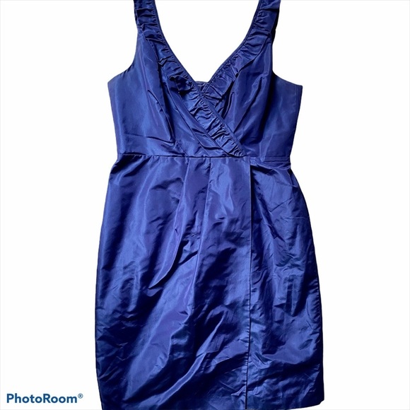 J. Crew Vintage Blue Fully Lined Silk Cocktail Dress Size 10 - Picture 12 of 12